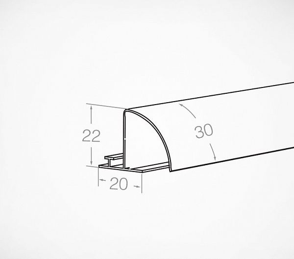 Выпуклый профиль д/ценников L-1000 мм, H-30 мм.